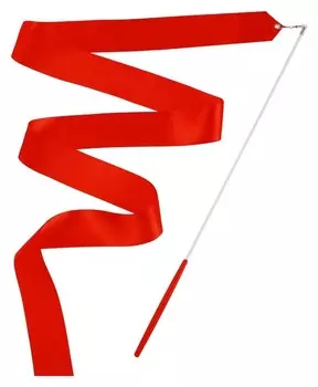 Лента гимнастическая с палочкой, 4 м, цвет красный