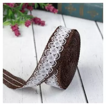 Лента из джута «Кружево», 20 мм, 4,5 ± 1 м, цвет коричневый