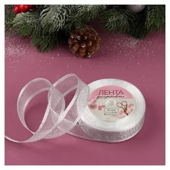 Лента капроновая «Блёстки», 25 мм × 20 ± 1 м, цвет серебряный