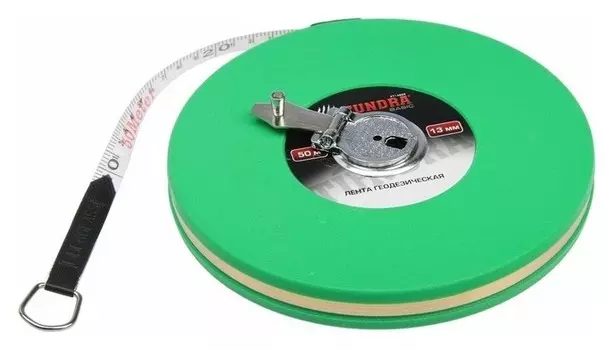 Лента мерная геодезическая Tundra, фиберглассовая, закрытый корпус, 50 м х 13 мм