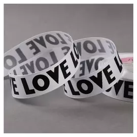 Лента репсовая «Love», 25 мм, 23 ± 1 м, цвет чёрный/белый