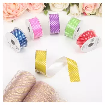 Лента упаковочная в горошек, 2,8 см х 5 м