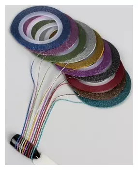 Ленты клеевые для декора «Блёстки», 10 шт, 1 мм, 10 м