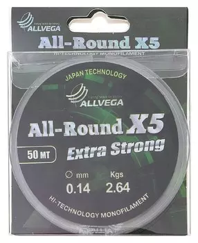 Леска Allvega All-round X5 0,14 мм, 50 м