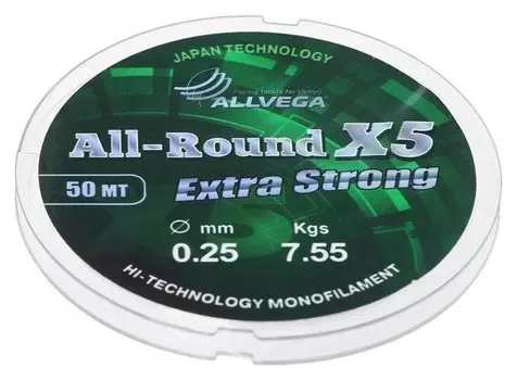 Леска "Allvega" All-round X5 0.25мм, 50м