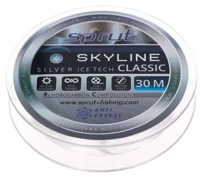 Леска зимняя Sprut Skyline Classic Fluorocarbon Composition Icetech 0,185 мм, 5,45 кг, цвет серебристый