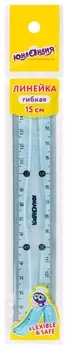 Линейка 15 см гибкая юнландия "Flex", пластиковая, тонированная, голубая, 210757