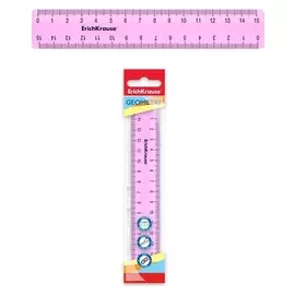 Линейка Erichkrause Pastel, 15 см, розовая, в флоупаке