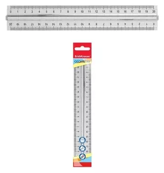 Линейка с держателем 20 см, Erichkrause Clear, прозрачная, пластиковая, во флоупаке