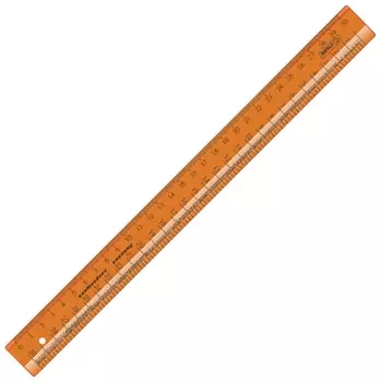 Линейка закройщика пластиковая 30 см, стамм, прозрачная, неоновая, шкала сантиметровая и масштабная 1:4, лн72