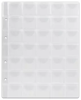 Листы-вкладыши для монет для альбома "Оптима" М9-05, комплект 5 шт., 200х250 мм, 35 карманов