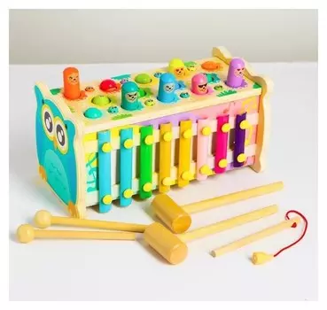 Логический центр 4 в 1 "Рыбалка, стучалка, металлофон, крутилка" 12,5х12,5х24,5 см