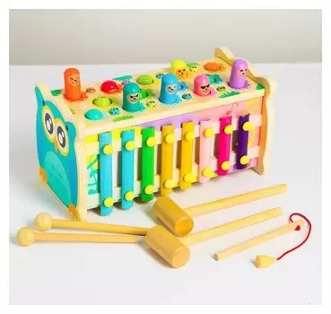Логический центр 4 в 1 "Рыбалка, стучалка, металлофон, крутилка" 12,5х12,5х24,5 см