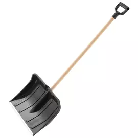Лопата для уборки снега пластиковая, 470 х 350 х 1360 мм, деревянный черенок
