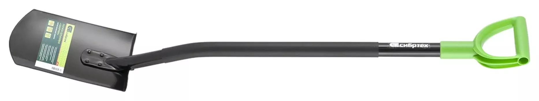 Лопата прямоугольная, 185 х 280 х 1190 мм, цельнометаллическая