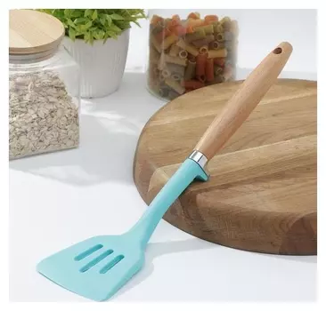 Лопатка с прорезями доляна «Лагуна», 29×8×2,5 см, цвет голубой