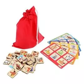 Лото «Животные» 42 фишки, 7 карточек, 22.5 × 13.5 × 5 см