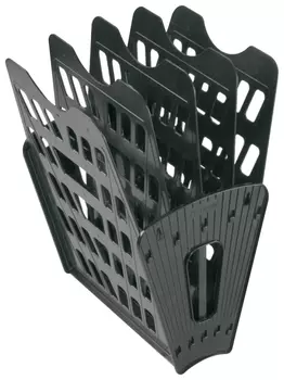 Лоток для бумаг стамм, 5-ти секционный, 4 отделения, черный, лт91