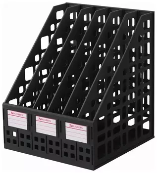 Лоток вертикальный для бумаг Brauberg "Maxi Plus", 240 мм, 6 отделений, сетчатый, сборный, черный, 237015