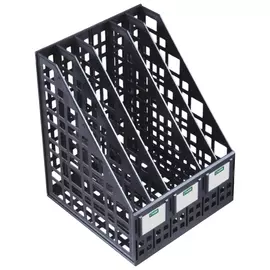 Лоток вертикальный для бумаг Cтамм (250х240х295 мм), 5 отделений, сетчатый, сборный, черный