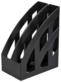 Лоток вертикальный для бумаг комплект 2 шт., Brauberg "Modern", 245х75х320 мм, черный, 238028