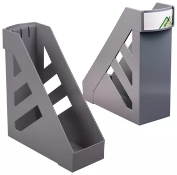 Лоток вертикальный для бумаг, увеличенная ширина (250х290 мм), увеличенная ширина 100 мм, стамм "Ультра", серый, лт01