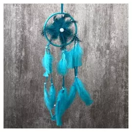 Ловец снов "Цветок из перьев" D=13 см 40см