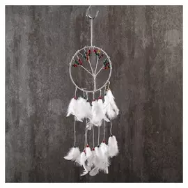 Ловец снов "Дерево с плодами" белые перья 45х15 см