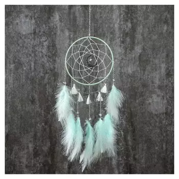 Ловец снов "Кисточки с голубыми пёрышками" 40х15 см
