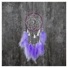 Ловец снов "Кисточки с сиреневыми пёрышками" 40х15 см