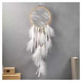 Ловец снов "Кружево на тюле" белый D=15 см 50х15 см