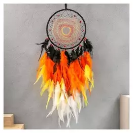 Ловец снов "Паутинка" чёрно-жёлто-оранжевый D=18 см 68х18 см