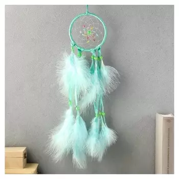 Ловец снов "Паутинка с жемчужинами" D=11 см светло-зелёный 40 см