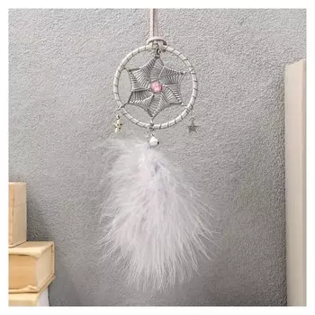 Ловец снов "Плетённый цветок" серый D=6 см 20х6 см