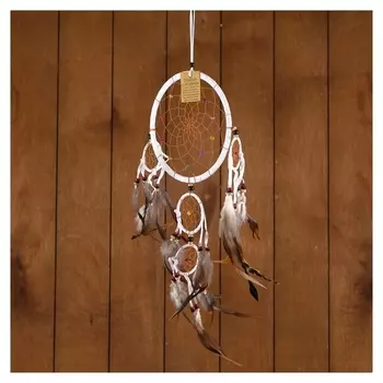 Ловец снов "Пять колец" белый 25х0,5х50 см