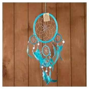 Ловец снов "Пять колец" бирюзовый 25х0,5х50 см