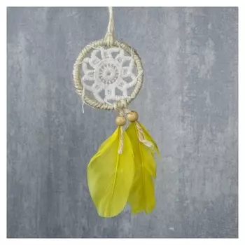 Ловец снов с кружевом "Цветок" D=5 см длина 16 см