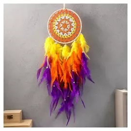 Ловец снов "Вязанный орнамент" яркий D=16 см 65х16 см