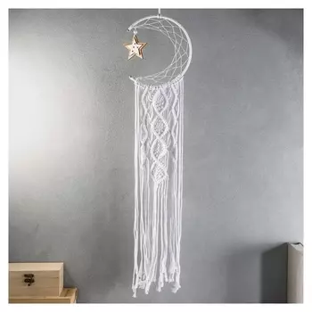 Ловец снов "Звёздочка в паутине" белая тесьма 75х19 см
