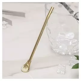 Ложка - бомбилья для матэ, 17,5×2 см, цвет золото