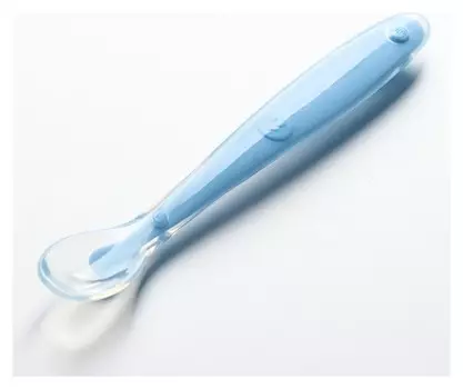 Ложка детская для кормления силиконовая, от 5 мес., цвет голубой