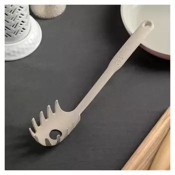 Ложка для спагетти доляна «Беж», 28 см, цвет бежевый