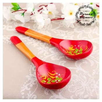 Ложка «Краснушка», салатная, 6×21, хохлома