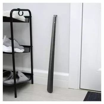 Ложка-рожок для обуви с крючком, 57×4,5 см, металл