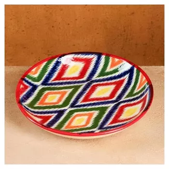 Ляган риштанская керамика "Атлас", 25 см, разноцветный