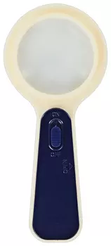 Лупа просмотровая Staff "Manager", С подсветкой, диаметр 60 мм, увеличение 4, корпус сине-бежевый, 454126