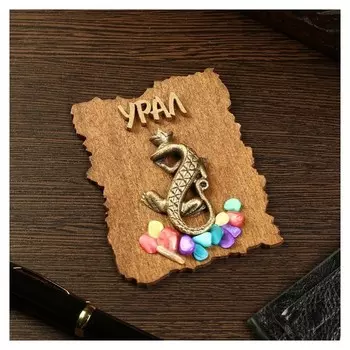 Магнит "Ящерка с короной", дерево, гипс, 7х9 см