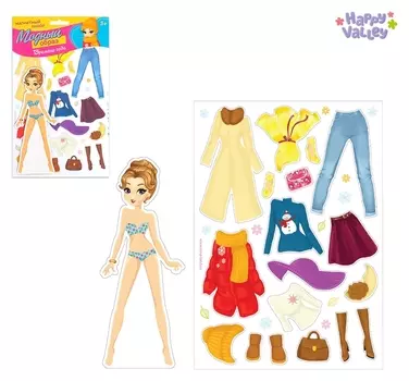 Магнитная игра Одень куклу: времена года