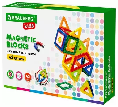 Магнитный конструктор BIG Magnetic Blocks-42, 42 детали, Brauberg Kids, 663846
