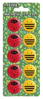 Магниты для досок 30 мм, 10 штук, "Funny Bugs", в картонном блистере, Devente
